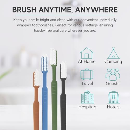 Avistar 80 Prepasted Disposable Toothbrushes for Travel and Camping - Single Use Pre Pasted Toothbrushes with Built-in T