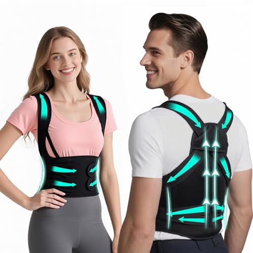 Upper/Lower Back Posture Corrector for Women and Men: Pain Relief and Comfortable Support Medium Black Posture Corrector