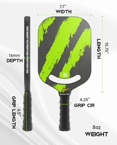 Warping Point Ascent Carbon Fiber Pickleball Racket for Swing Speed and Maneuverability | Aero Throat Carbon Fiber Pick