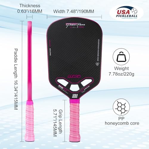 High Performance 3K Carbon Fiber Pickleball Paddle T700 for Advanced Players in Tournamens | USAPA Approved 16MM Thermo