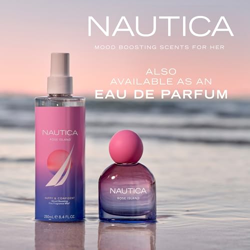 Nautica For Her Rose Island Eau De Parfum, Long Lasting & Mood-Boosting Women's Perfume, 1.6 Fl Oz Vegan Formula