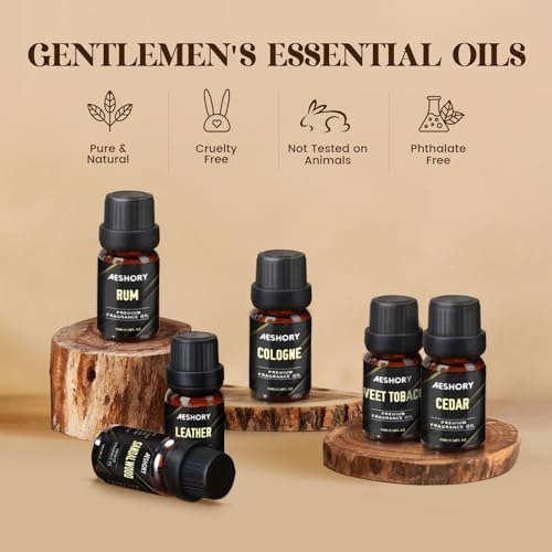 Woody Essential Oils Set for Candle Making & Diffuser - 6x10ML Teakwood, Sandalwood, Cedarwood, Cypress, Forest Pine, F