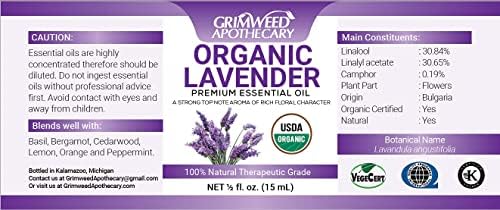 Grimweed Apothecary USDA Organic Cinnamon Essential Oil - Therapeutic Grade - 15mL - Diffuser Oil - 100% All Natural - w