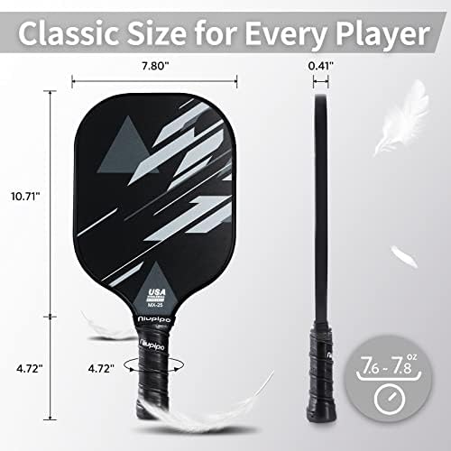 USAPA Approved Lightweight Pickleball Rackets for Casual Players | Durable Fiberglass Surface Picks with Polypropylene