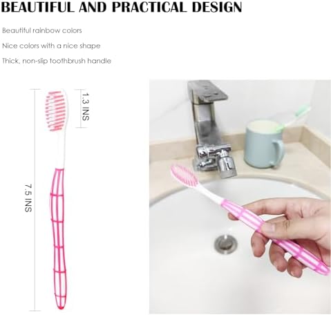 EasyHonor 36 PCS Colorful Manual Disposable Toothbrushes for Adults, Perfect for Travel & Hotels, Ergonomics Handle, Me