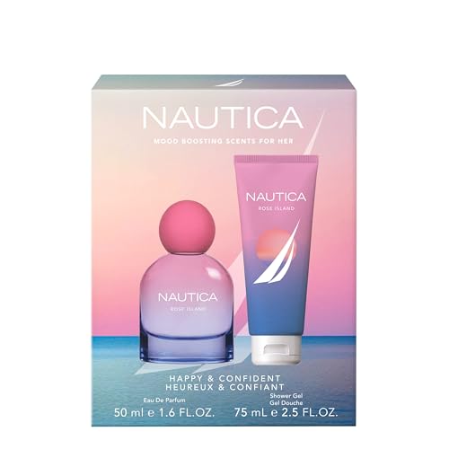 Nautica For Her Rose Island Eau De Parfum, Long Lasting & Mood-Boosting Women's Perfume, 1.6 Fl Oz Vegan Formula