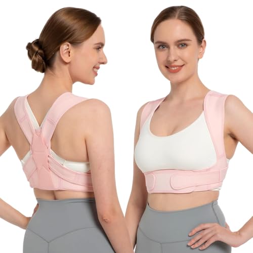 Vicorrect Upper Back Pain Relief Posture Corrector for Women and Men: Adjustable Brace Straps (Pink, S/M) Vicorrect Sh