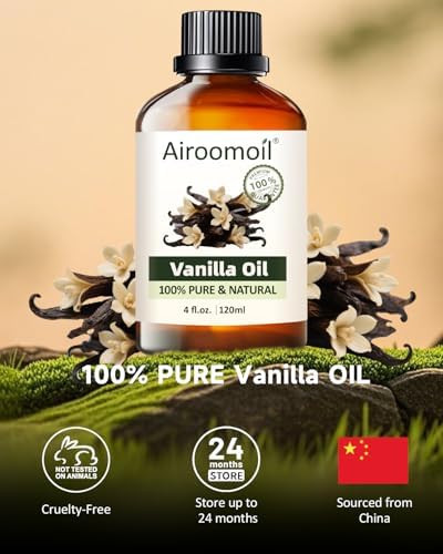 100% Pure & Natural Vanilla Essential Oil 4 fl oz for Diffusers & Aromatherapy | 4 fl oz 100% Pure & Natural Vanilla Oi