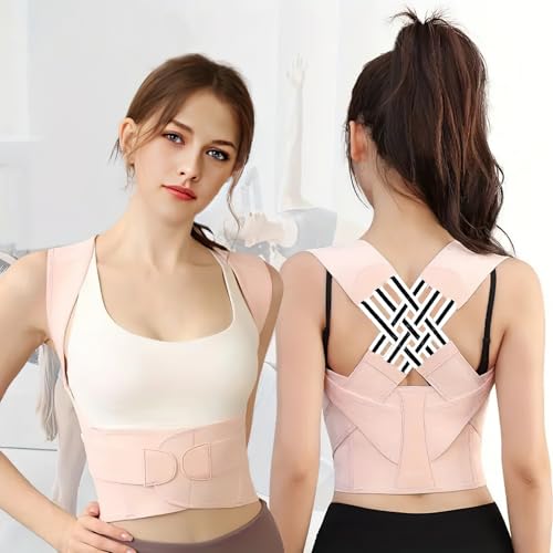 Posture Corrector Back Brace for Women Pink - Hunchback and Spine Straightener, Adjustable Fit Size L - Posture Correcti