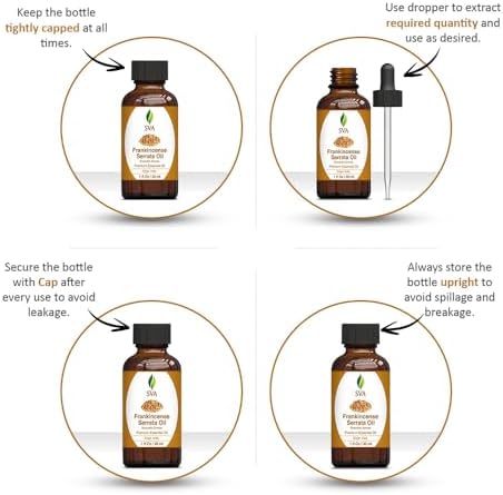 SVA Frankincense Essential Oil - 100% Natural Boswellia Carterii Oil for Aromatherapy and Skin Care - 1 Fl Oz with Dropp
