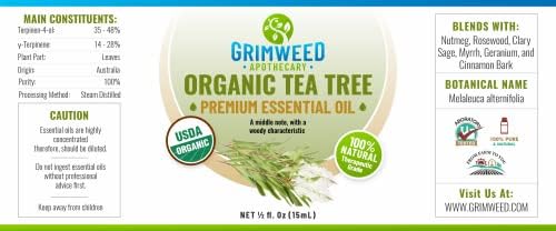 Grimweed Apothecary USDA Organic Cinnamon Essential Oil - Therapeutic Grade - 15mL - Diffuser Oil - 100% All Natural - w