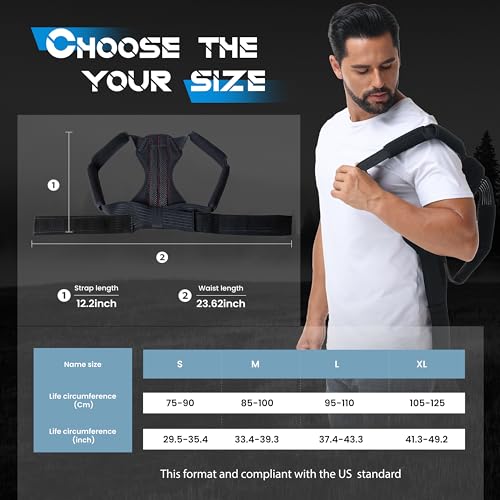 Adjustable Back Brace for Back, Neck and Shoulder Pain Relief - Posture Corrector for Men and Women | Scoliosis, Hunchb