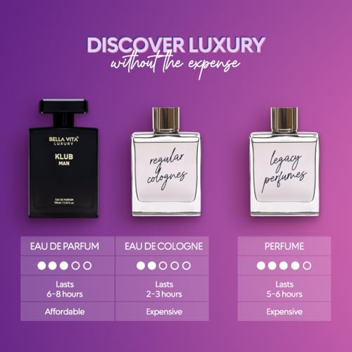 BellaVita Men's Long-Lasting Eau De Parfum | Natural Notes for Men | |4 fl.oz | Fresh Perfume | Oriental Fragrance