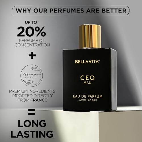 BellaVita Luxury CEO Man Perfume for Men (|38 fl.oz) | Long-Lasting Men's Perfume with Lemon, Lavender, Tonka Vetiver &