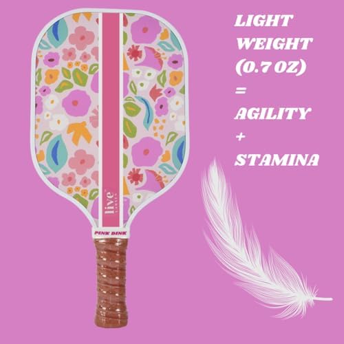 Premium Pickleball Paddle Racket - Durable Fiberglass - Honeycomb Core - Women - Match Play & Practice - Awesome Pop & S