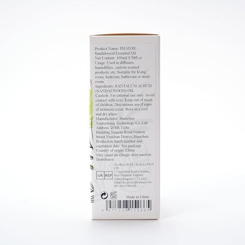 PHATOIL Sandalwood Essential Oil 100ML for Diffuser and Humidifier - Relax Aromatherapy | PHATOIL Pure Sandalwood Essen