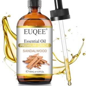 EUQEE Sandalwood Essential Oil for Diffusers, Soap & Candle Making, 4 Oz Glass Dropper Bottle