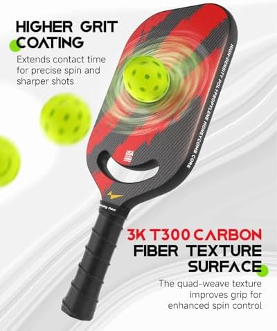 Warping Point Ascent Carbon Fiber Pickleball Racket for Swing Speed and Maneuverability | Aero Throat Carbon Fiber Pick