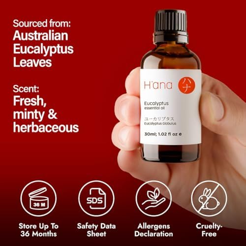 H'ana Sandalwood Essential Oil - 1.02 Fl Oz - for Hair and Skin, Aromatherapy, DIY Soap Making - ClimatePartner Certifie