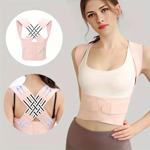 Posture Corrector Back Brace for Women Pink - Hunchback and Spine Straightener, Adjustable Fit Size L - Posture Correcti