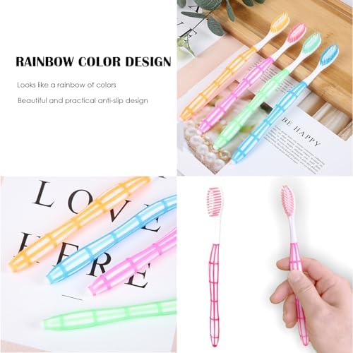 EasyHonor 36 PCS Colorful Manual Disposable Toothbrushes for Adults, Perfect for Travel & Hotels, Ergonomics Handle, Me