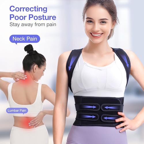 Women's and Men's Posture Corrector with Full Back Brace Support | Adjustable Shoulder Straightener for Back Pain Relie