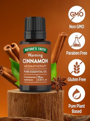 Nature's Truth Cinnamon Essential Oil for Diffuser, Aromatherapy and Massage | Pure Plant Based, Non-GMO & Gluten Free |