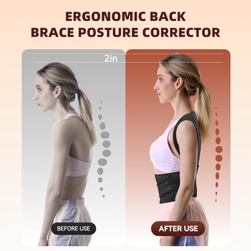 Upgraded Posture Corrector Back Brace for Men and Women | Adjustable Full Back Support for Posture Improving and Pain R