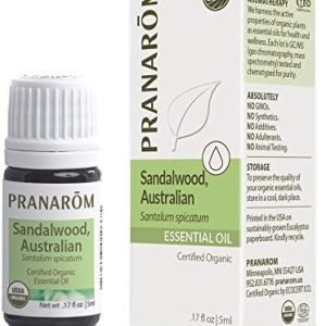 Pranarom USDA Certified Organic Australian Sandalwood Essential Oil for Home Diffusing and Aromatherapy - 5ml Pure Natu