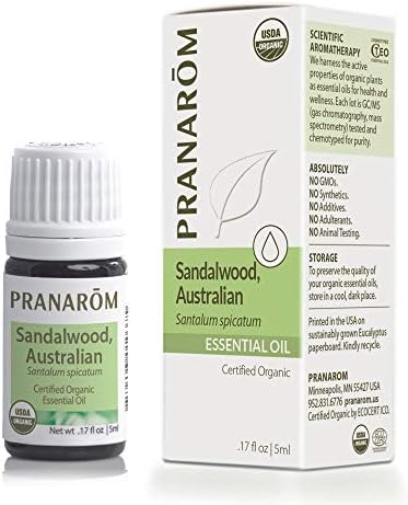 Pranarom USDA Certified Organic Australian Sandalwood Essential Oil for Home Diffusing and Aromatherapy - 5ml Pure Natu