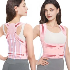 Posture Corrector for Women and Men: Adjustable Back Brace with Full Back Support (Large, Pink) Adjustable Back Brace