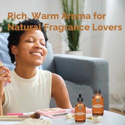 100% Pure Sandalwood Oil for Diffuser, Skin, Hair, & Body | Sandalwood Essential Oil for Men & Women, Aromatherapy & Ma
