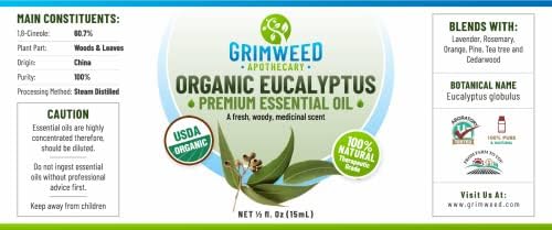 Grimweed Apothecary USDA Organic Cinnamon Essential Oil - Therapeutic Grade - 15mL - Diffuser Oil - 100% All Natural - w