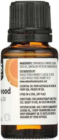 365 by Whole Foods Market Sandalwood in Jojoba Oil Essential Oil for Relaxation, 0.5 Fl Oz | 365 by Whole Foods Market