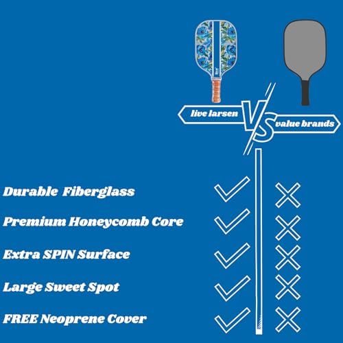 Premium Pickleball Paddle Racket - Durable Fiberglass - Honeycomb Core - Women - Match Play & Practice - Awesome Pop & S