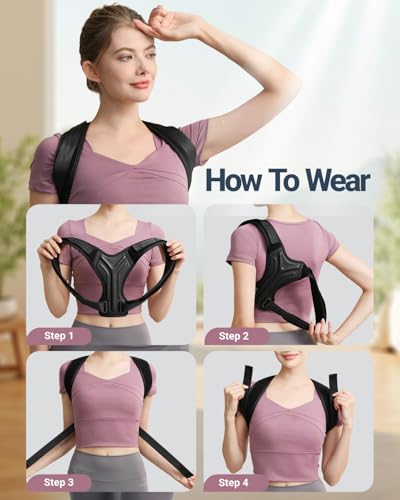 Lightweight Posture Corrector Brace for Upper Back - Women & Men | Adjustable Clavicle Brace for Posture Correction - L
