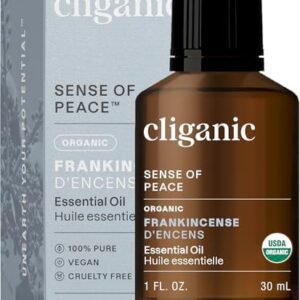 Cliganic USDA Organic Frankincense Essential Oil for Aromatherapy, 1oz - Boswellia Serrata, 100% Pure Natural Undiluted,