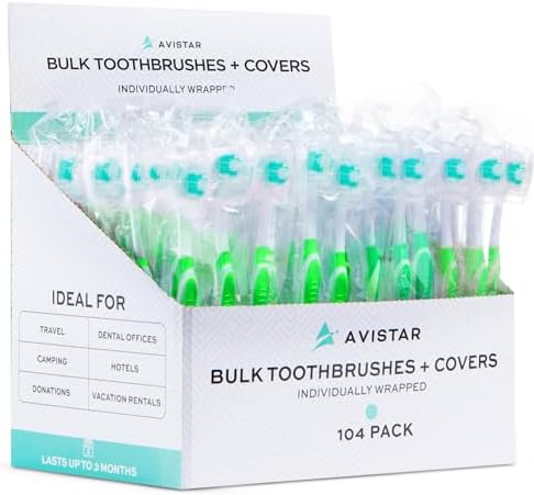 Bulk Individually Wrapped Toothbrushes Red Green Blue Pink for Travelers and Families | Long Lasting 3+ Months Disposab