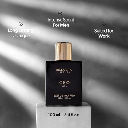 BellaVita Men's Long-Lasting Eau De Parfum | Natural Notes for Men | |4 fl.oz | Fresh Perfume | Oriental Fragrance