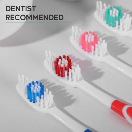 Bulk Individually Wrapped Toothbrushes Red Green Blue Pink for Travelers and Families | Long Lasting 3+ Months Disposab