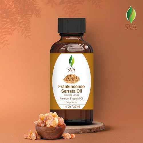 SVA Frankincense Essential Oil - 100% Natural Boswellia Carterii Oil for Aromatherapy and Skin Care - 1 Fl Oz with Dropp