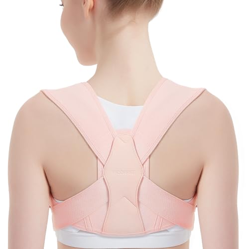 Vicorrect Upper Back Pain Relief Posture Corrector for Women and Men: Adjustable Brace Straps (Pink, S/M) Vicorrect Sh