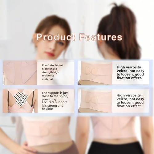 Posture Corrector Back Brace for Women Pink - Hunchback and Spine Straightener, Adjustable Fit Size L - Posture Correcti
