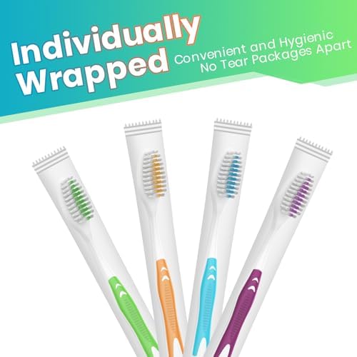 100 Bulk Medium Soft Toothbrushes Pack with Covers for Adults & Kids | Individually Wrapped Disposal Toothbrushes for T