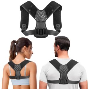 Posture Corrector for Men and Women, Adjustable Shoulder Brace Back Support, Black L Posture Correcter Neck Support for