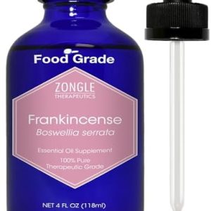 100% Pure Frankincense Essential Oil, Food Grade, for Face and Beauty, by Zongle Therapeutics, 4 OZ | Edible Frankincen