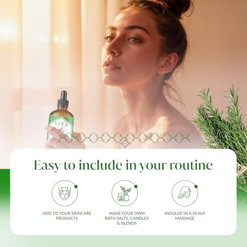 Siva Rosemary Essential Oil - 100% Natural Rosemary Oil – for Skin Care, Hair Care, Aromatherapy - 4 Fl Oz with Dropper