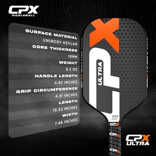CPX Ultra Series Pickleball Paddle - 16mm Polypropylene Honeycomb Core, Lightweight for Speed (Black) CPX Ultra Series
