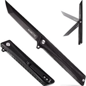 REMETTE GD22K Tactical Pocket Knife for Men and Women, |6" Black PVD Blade, Durable G10 Handle, Everyday Carry EDC Sharp