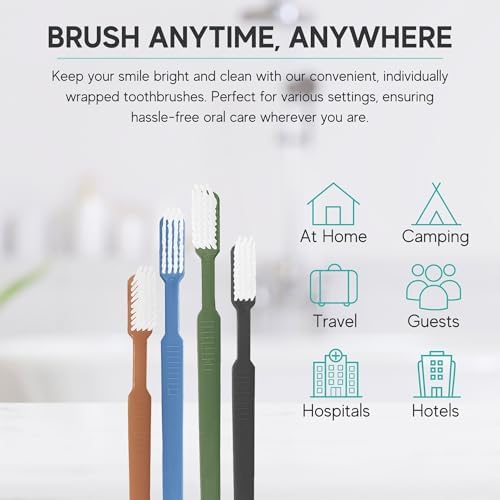 Avistar 80 Prepasted Disposable Toothbrushes for Travel and Camping - Single Use Pre Pasted Toothbrushes with Built-in T